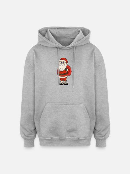 Santa Claus Christmas Flip Flops - Oversized Unisex Hoodie - heather grey