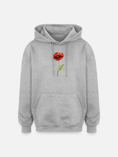 Papaver - Oversized Unisex Hoodie - heather grey