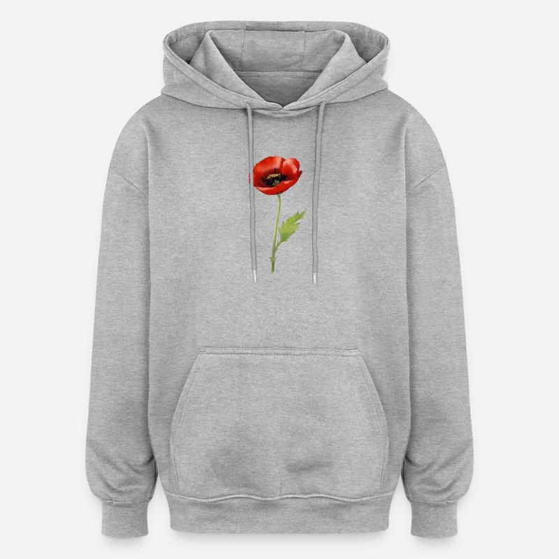 Papaver - Sweat à capuche oversize unisexe - gris chiné
