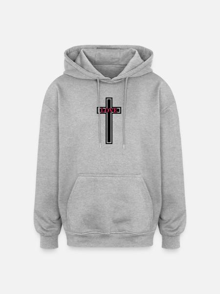 Cross Christian Love - Oversized Unisex Hoodie - heather grey