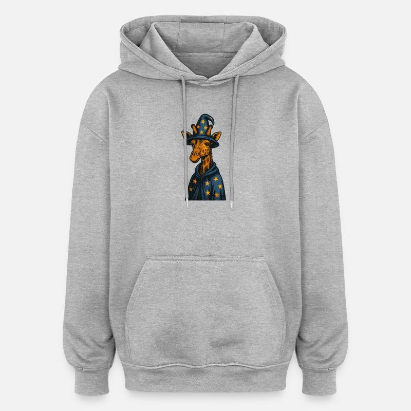 Wizard Giraffe Magic Art - Oversized Unisex Hoodie - heather grey