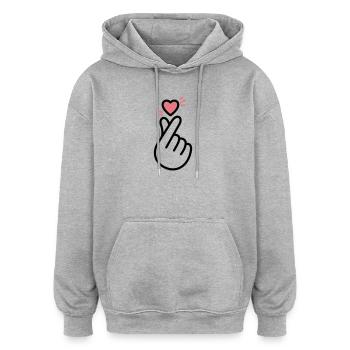 K-Pop Heart - Oversized Unisex Hoodie - heather grey - Front - Noah (186cm)