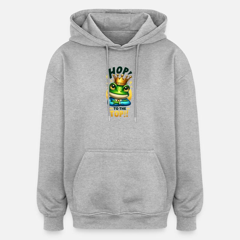 Ascension de la grenouille couronnée - Sweat à capuche oversize unisexe - gris chiné