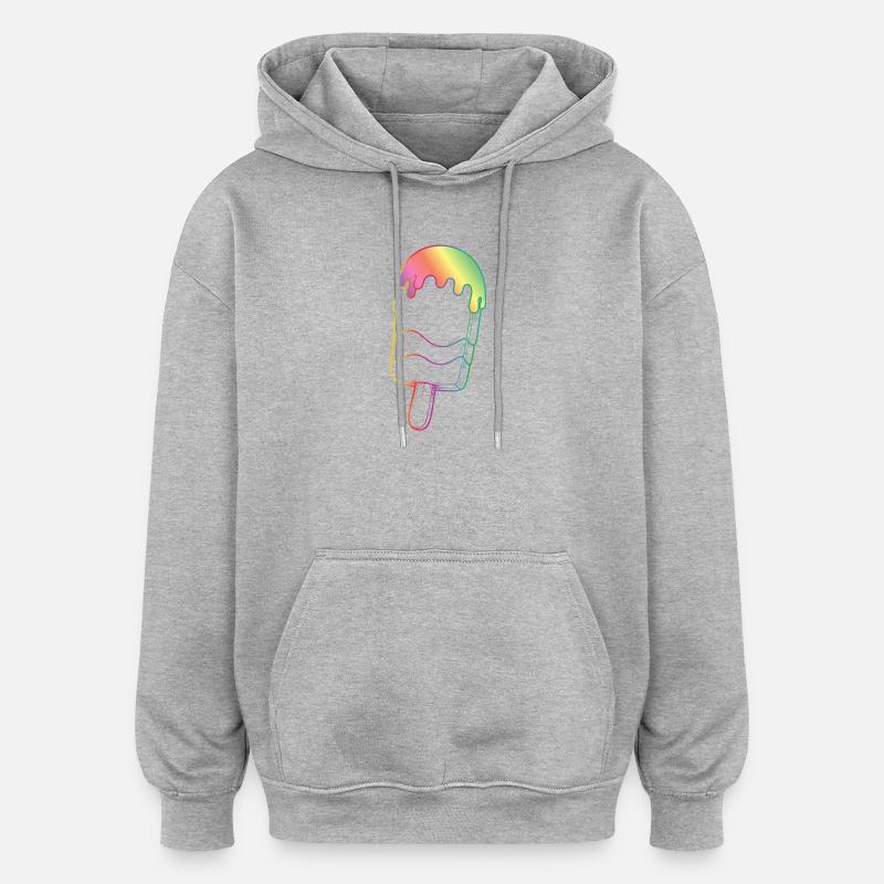 Contour de glace arc-en-ciel style néon - Sweat à capuche oversize unisexe - gris chiné