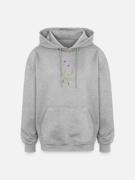 Meadow Flower Nature Illustration - Oversized Unisex Hoodie - heather grey