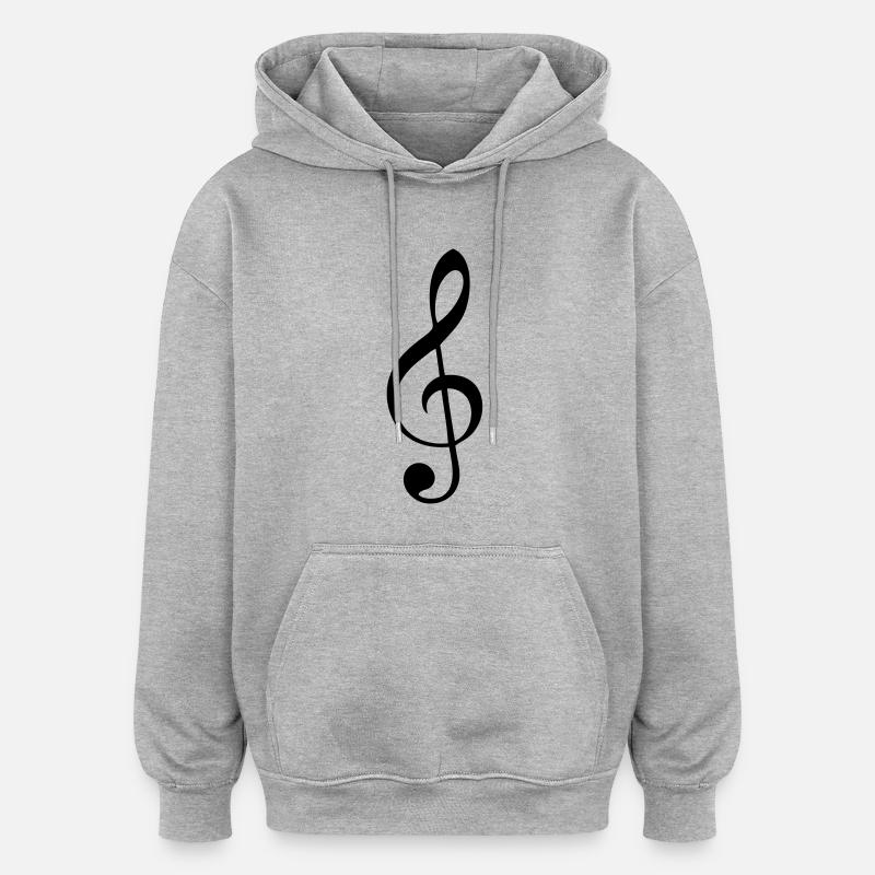 cle de sol note musique - Sweat à capuche oversize unisexe - gris chiné