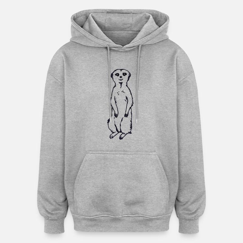 Idée cadeau bébé suricate - Sweat à capuche oversize unisexe - gris chiné