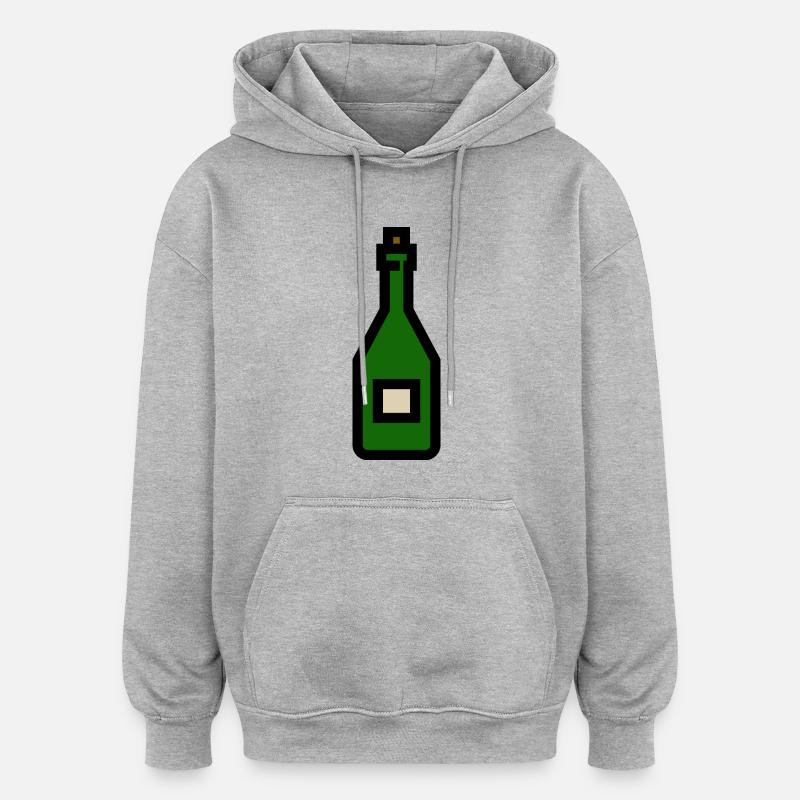 Bouteille de vin, bouteille de - Sweat à capuche oversize unisexe - gris chiné