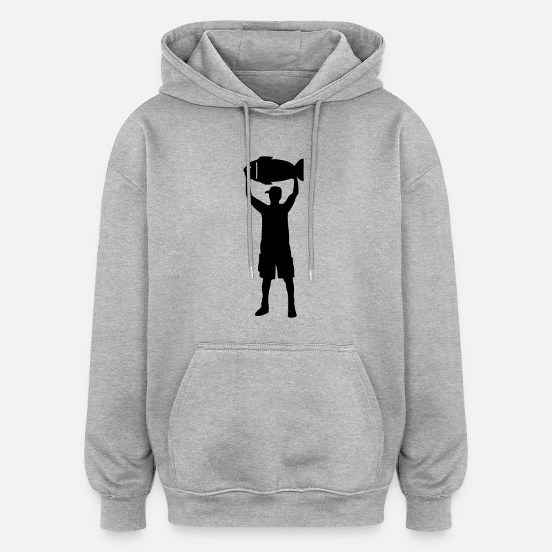 Pêcheur Poisson - Sweat à capuche oversize unisexe - gris chiné