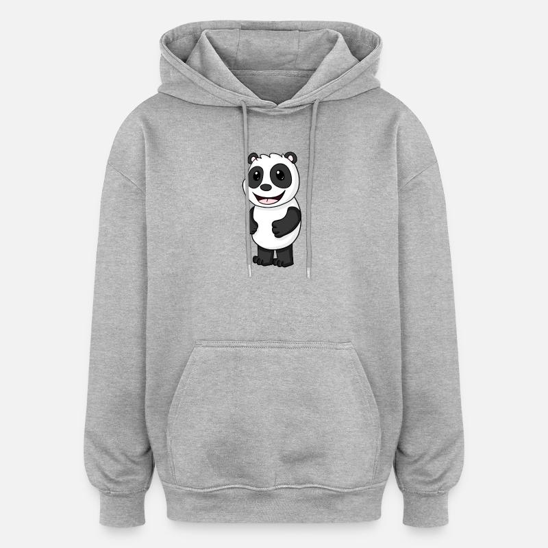 Panda Bär Niedlich - Oversized Unisex Hoodie - Grau meliert