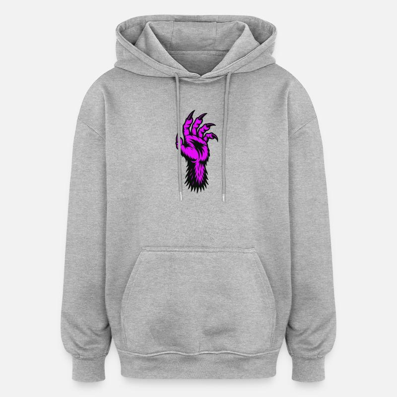 Main de loup-garou - Sweat à capuche oversize unisexe - gris chiné