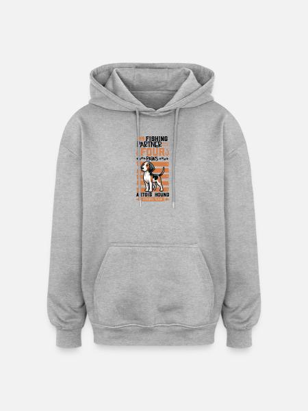 Fishing and Assyrian Mastiff - Oversized Unisex Hoodie - heather grey