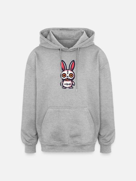 Hase Halloween Comic Lustig - Oversized Unisex Hoodie - Grau meliert
