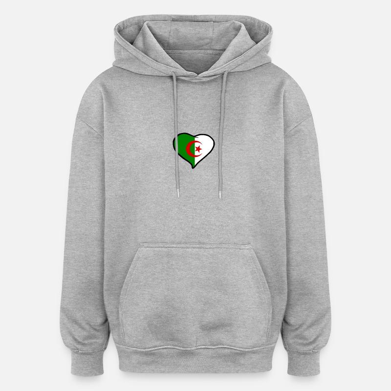 Drapeau Algérie - Sweat à capuche oversize unisexe - gris chiné