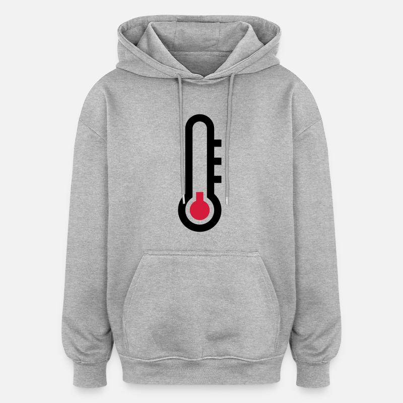 Icône d'icône de température du thermostat - Sweat à capuche oversize unisexe - gris chiné