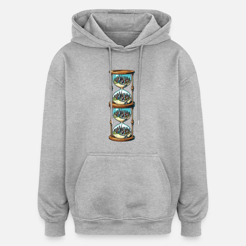 La ville du sablier 2 - Sweat à capuche oversize unisexe - gris chiné