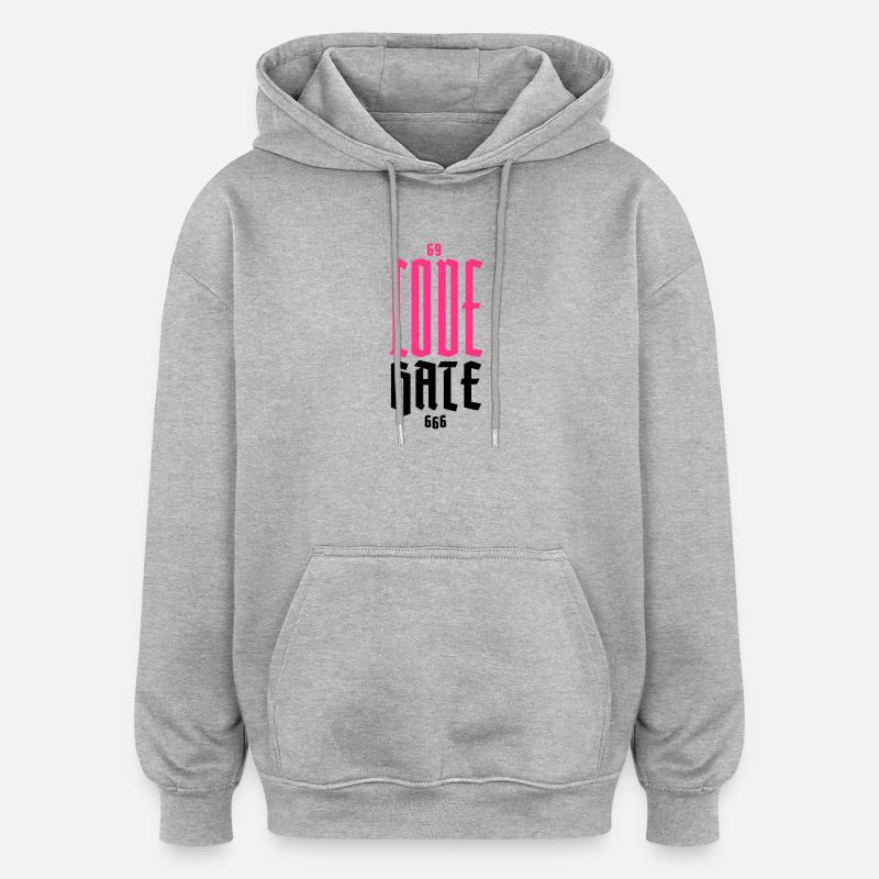 Gothic Neon CODE Vertikal - Oversized Unisex Hoodie - Grau meliert
