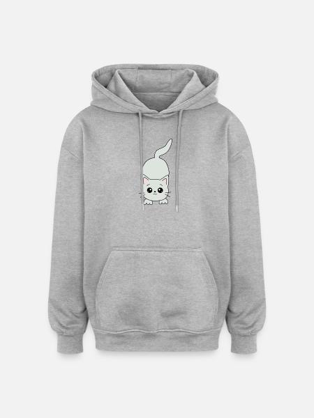 kawaii cat - Oversized Unisex Hoodie - heather grey