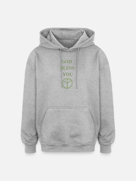 GOD BLESS YOU - Oversized Unisex Hoodie - Grau meliert