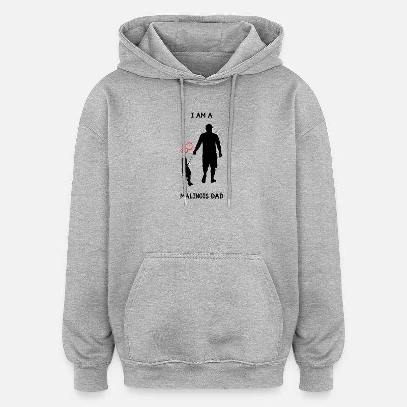 Papa Malinois - Sweat à capuche oversize unisexe - gris chiné