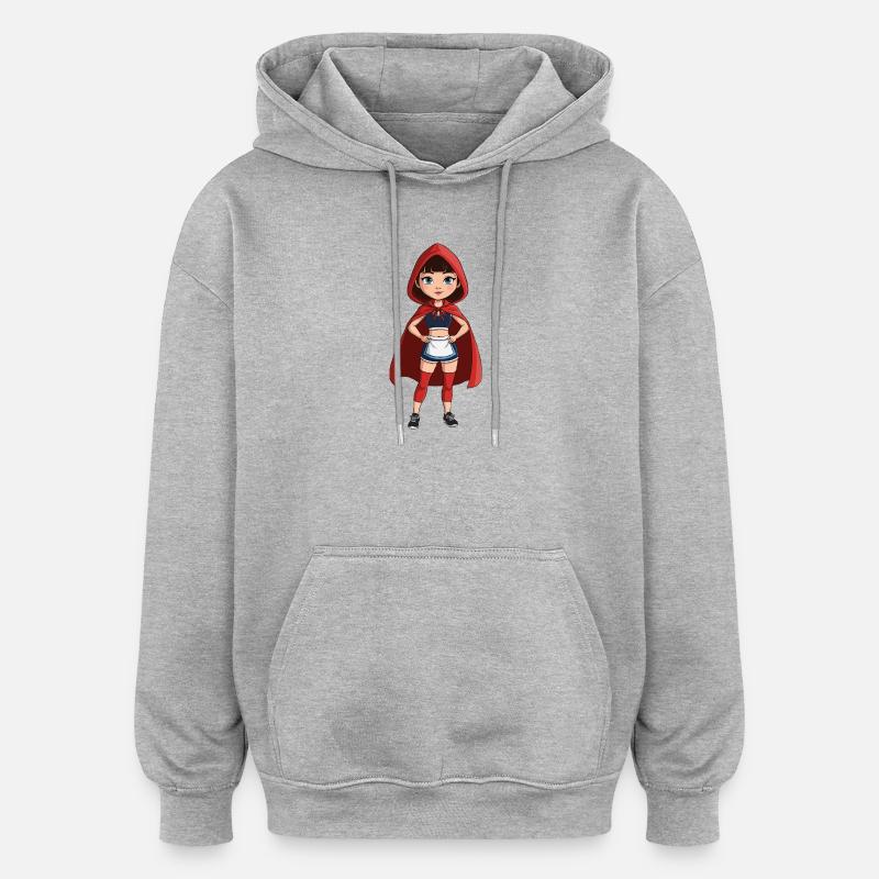 Le Petit Chaperon rouge_dur - Sweat à capuche oversize unisexe - gris chiné