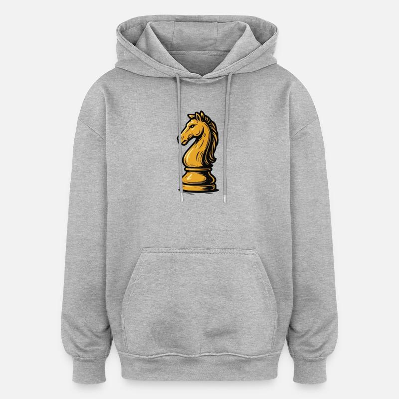 Figure d’échecs à cheval - Sweat à capuche oversize unisexe - gris chiné