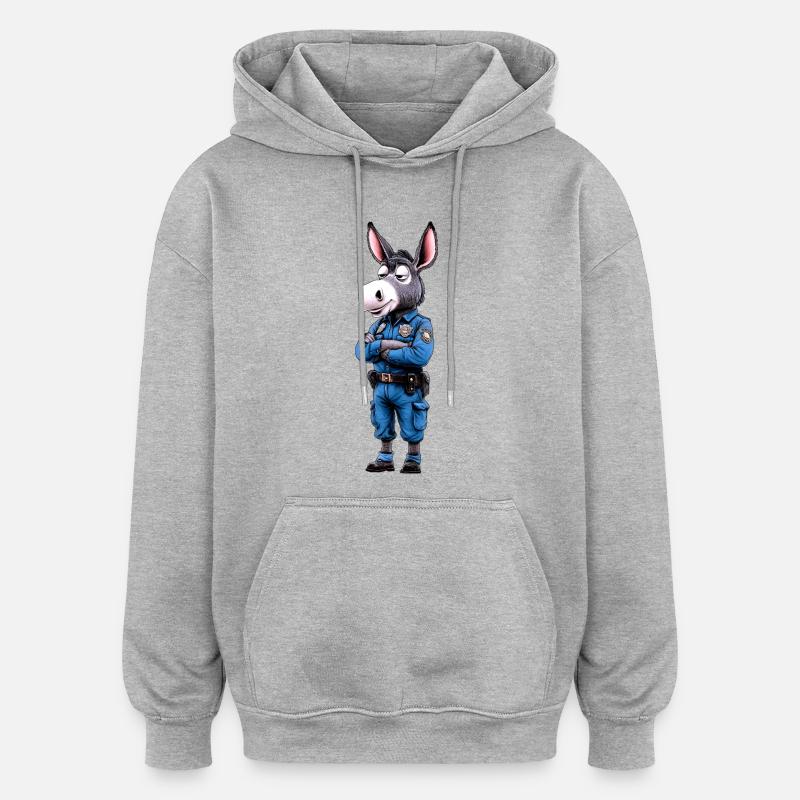 Âne policier - Sweat à capuche oversize unisexe - gris chiné