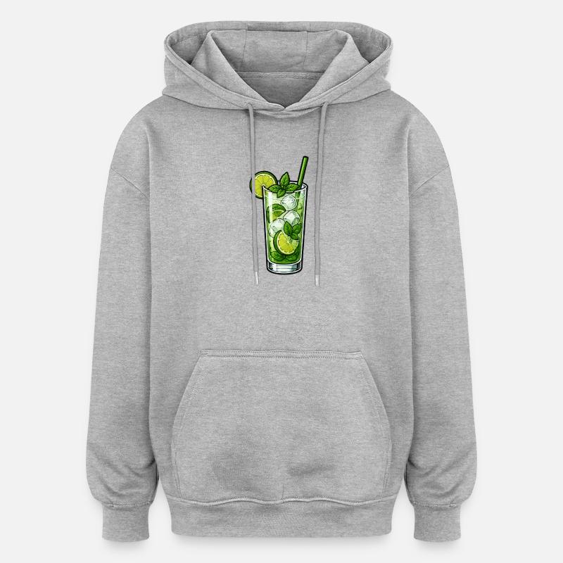 Mint Lime Mojito Illustration - Oversized Unisex Hoodie - heather grey