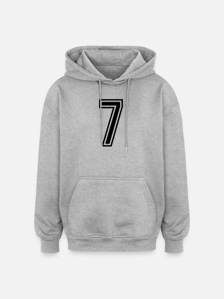 7 Symbole numérique - Sweat à capuche oversize unisexe - gris chiné