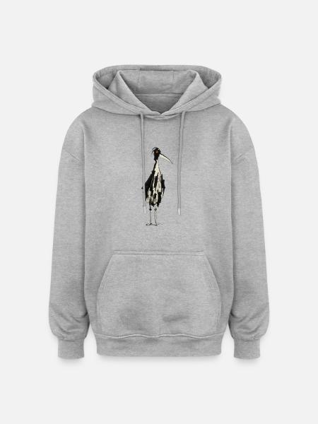 Cigogne - Sweat à capuche oversize unisexe - gris chiné
