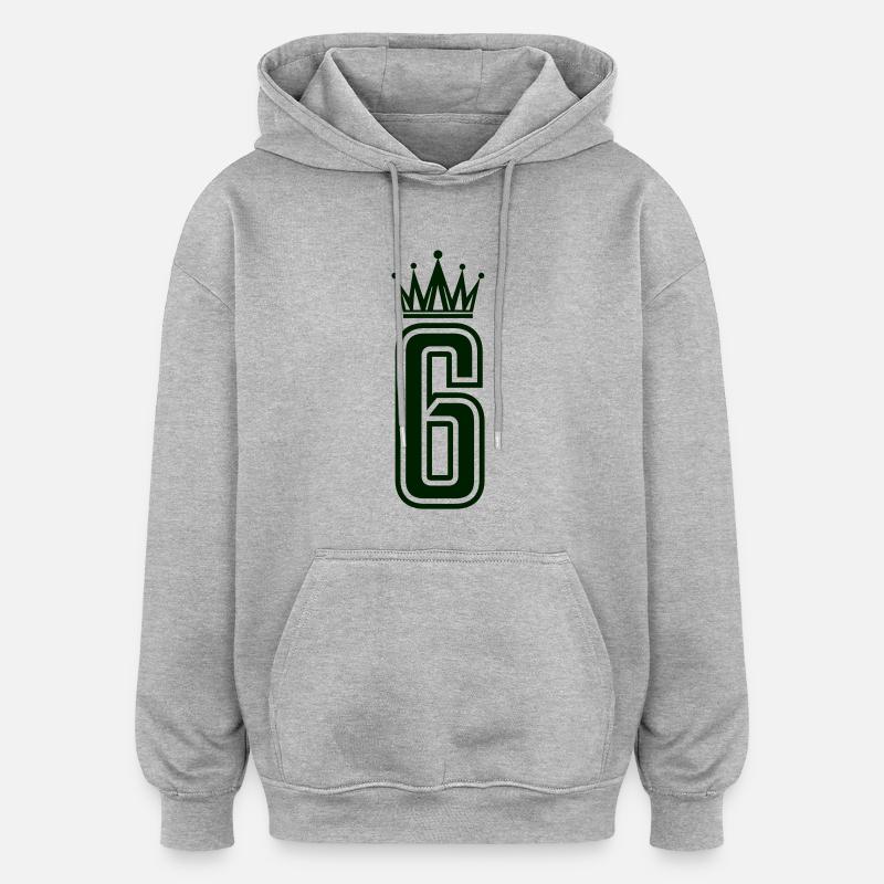 6 couronnes - Sweat à capuche oversize unisexe - gris chiné