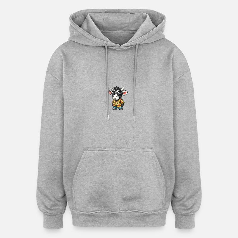 Kuh Comic Cool Sommer - Oversized Unisex Hoodie - Grau meliert