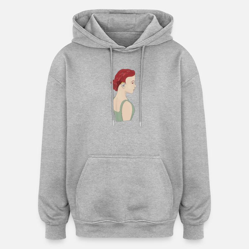 Fille utilisant une aide auditive - Sweat à capuche oversize unisexe - gris chiné