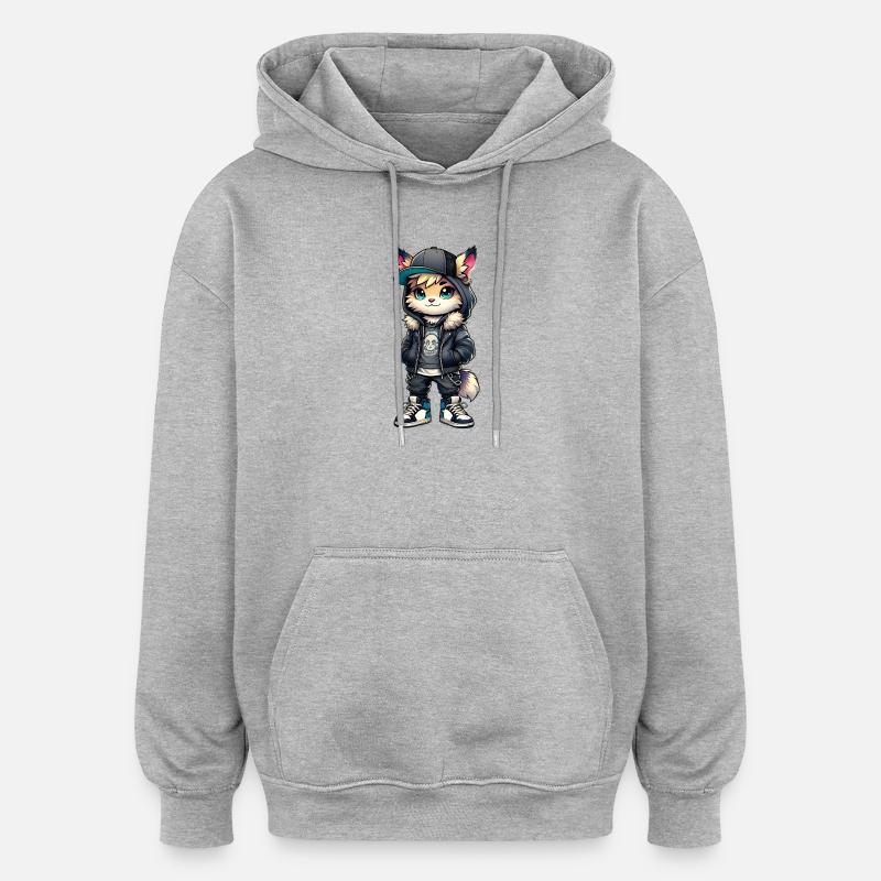 Look urbain Huboutz - Sweat à capuche oversize unisexe - gris chiné