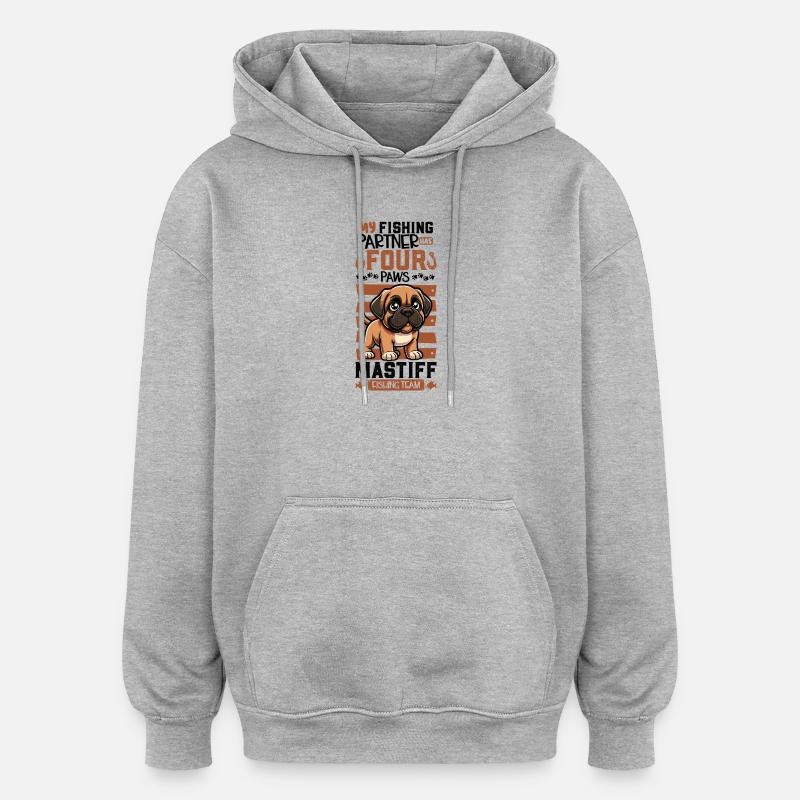 Pêche et Setter Anglais - Sweat à capuche oversize unisexe - gris chiné
