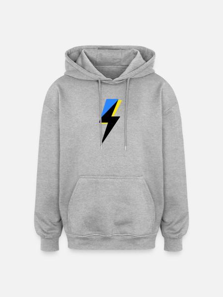Blue and Yellow Geometry - Oversized Unisex Hoodie - heather grey