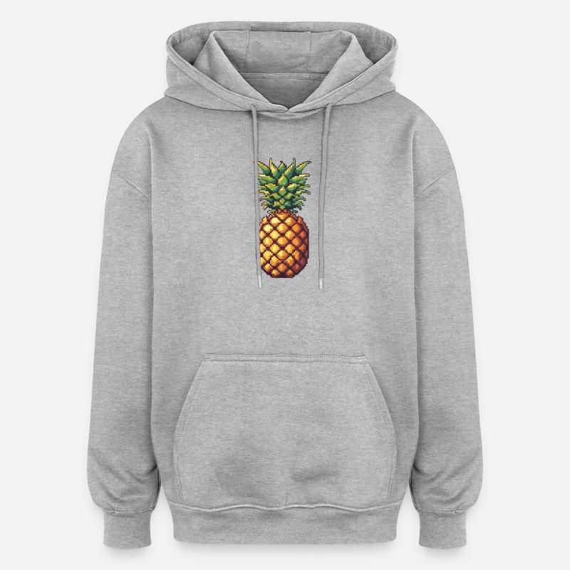 Pixel Pineapple Retro Pixel Art - Oversized Unisex Hoodie - heather grey