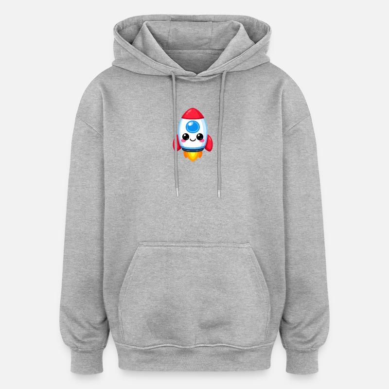 Charme Rocket style Kawaii - Sweat à capuche oversize unisexe - gris chiné