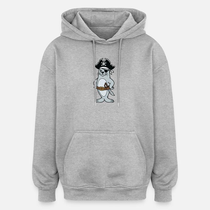 Pirate phoque - Sweat à capuche oversize unisexe - gris chiné