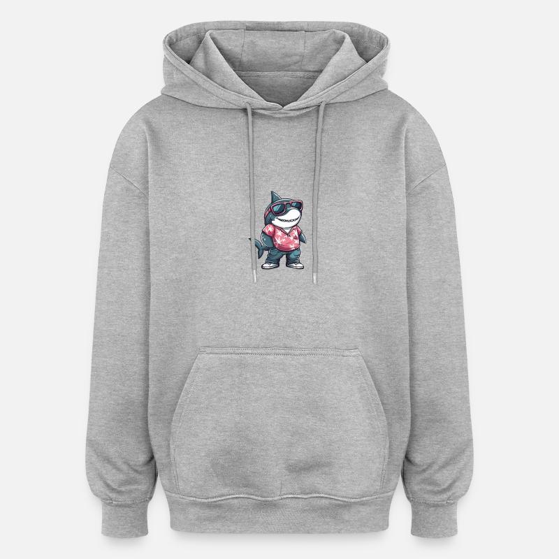 Shark Comic Cool Summer - Oversized Unisex Hoodie - heather grey