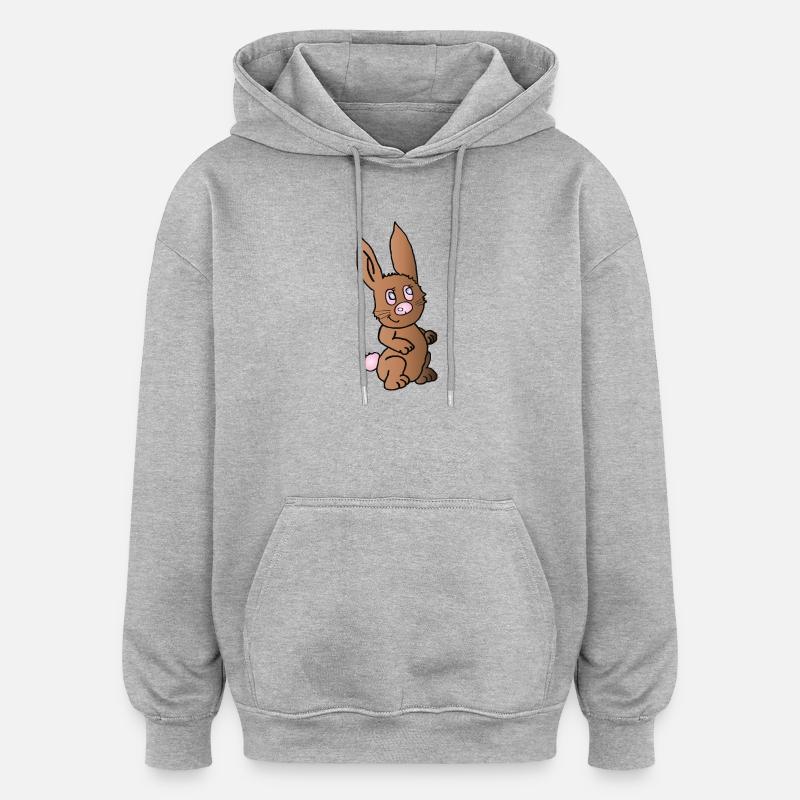 Henriette Hase - Sweat à capuche oversize unisexe - gris chiné