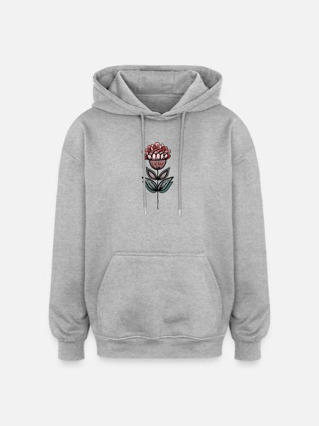 Handgezeichnete Blütenoase - Oversized Unisex Hoodie - heather grey