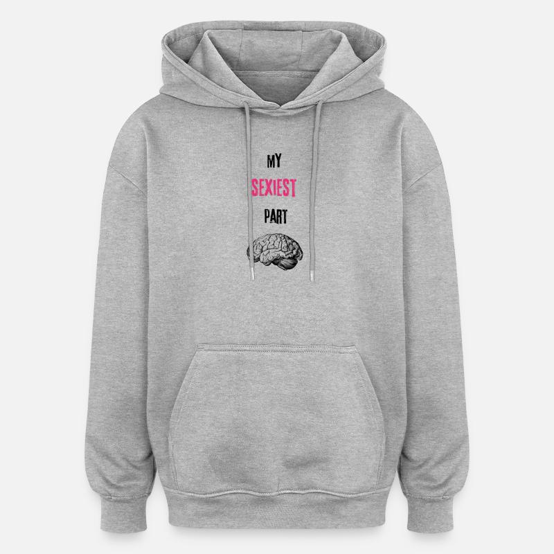 MÓZG - CERVEAU - Sweat à capuche oversize unisexe - gris chiné