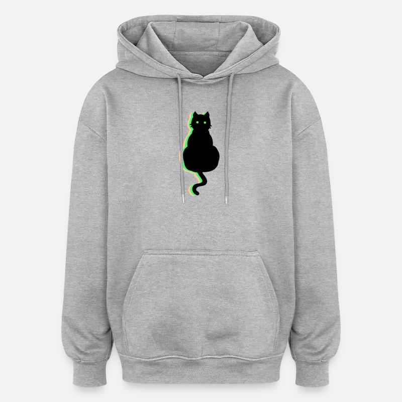 Chat néon - Sweat à capuche oversize unisexe - gris chiné