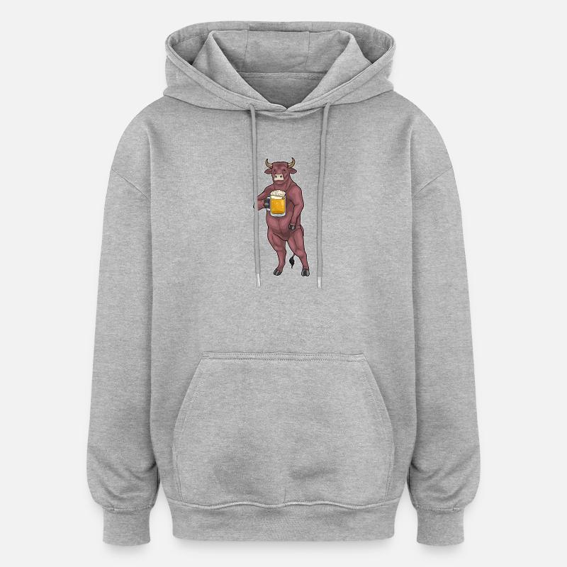 Bière de taureau - Sweat à capuche oversize unisexe - gris chiné