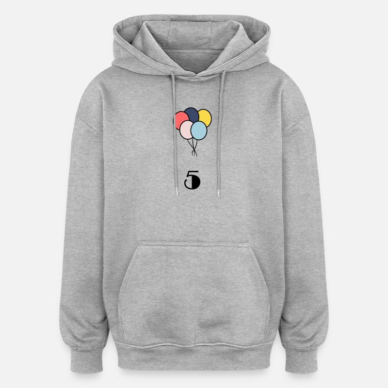 5. ANNIVERSAIRE. 5 ANS. 5e ANNIVERSAIRE - Sweat à capuche oversize unisexe - gris chiné