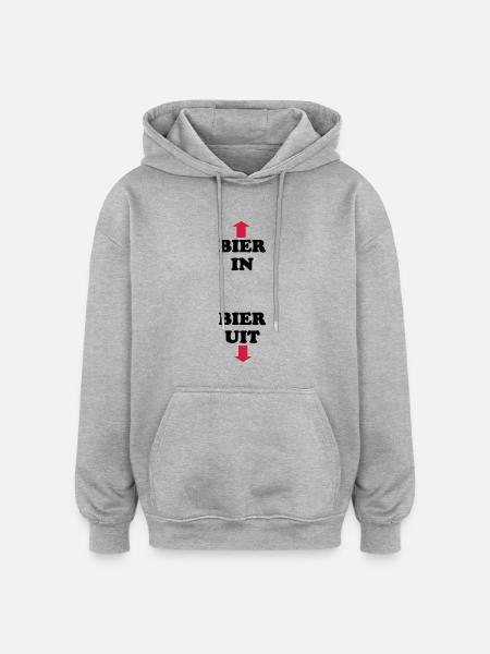 Bier in Bier uit - Oversized Unisex Hoodie - heather grey