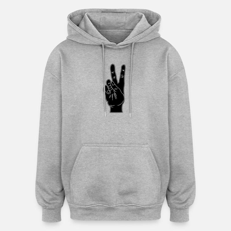 Black hand gesture peace - Oversized Unisex Hoodie - heather grey