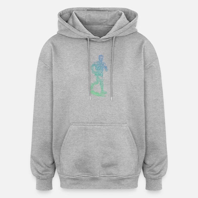 En résumé : Courir - Sweat à capuche oversize unisexe - gris chiné
