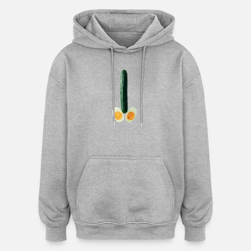 Concombre avec œuf - Sweat à capuche oversize unisexe - gris chiné